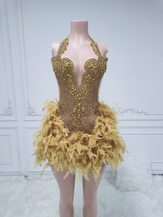 Fur Baby Gold Dress Pre Pre order